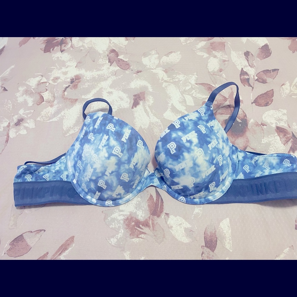 Pink Blue and White Bra-